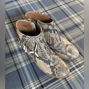 Kate Spade Saks Betsie Fringe Snakeskin Bootie